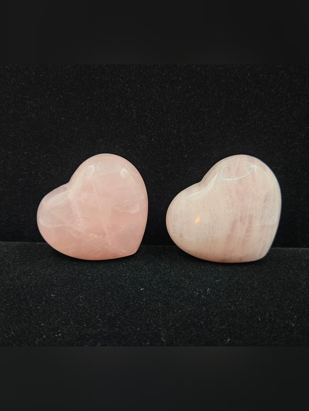 Polished Rose Quartz Heart Accent Pair - Soft Pink Decorative Hearts